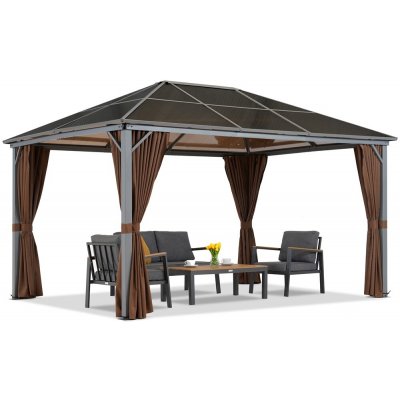 Garden Point Zahradní altán Milos 3x4m s hnědými závěsy – Sleviste.cz