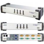 Aten CS-1744C KVM přepínač 4-port Dual View KVM USB, usb hub, audio, 1.2m kabely – Hledejceny.cz