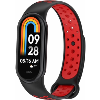 Xiaomi Mi Smart Band 8/9/10 náhradní náramek - Sportovní prodyšný perforovaný Černo červená MBSCZ-SPP802 – Zboží Živě