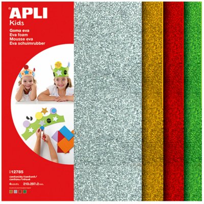 APLI pěnovka se třpytkami 210 x 297 mm mix 4 barev 4 ks – Sleviste.cz