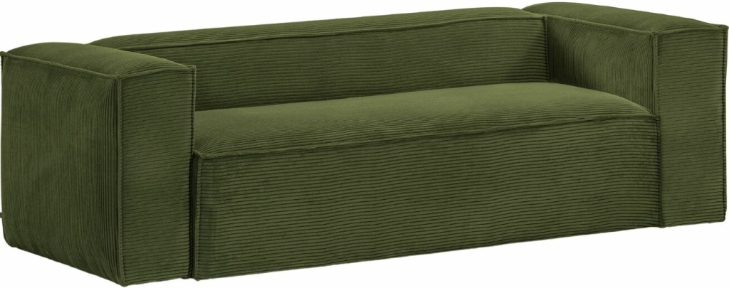 Kave Home Zelená manšestrová pohovka Blok 240 cm
