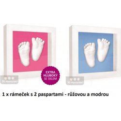 3D Memories odlévací sada baby pro 3D odlitek otisk ručiček a nožiček s  hlubokým bílým rámečkem růžová modrá pasparta dekorace - Nejlepší Ceny.cz