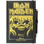 CurePink Poznámkový blok se svítící propiskou Iron Maiden The Beast On The Road A5 14 x 21 x 2 cm – Zboží Dáma