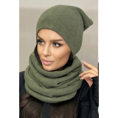 Fashionweek dámská čepice a šála cashmere touch S2468 Khaki