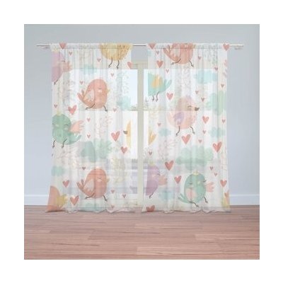 Sablio Záclony Oblak s ptáčky: 2ks 150x250cm – Hledejceny.cz