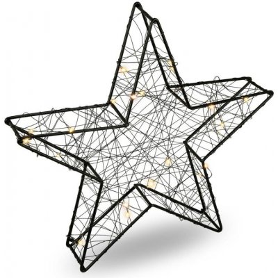 Nexos 64658 Vánoční kovová hvězda s 3D efektem černá 25 LED diod – Hledejceny.cz