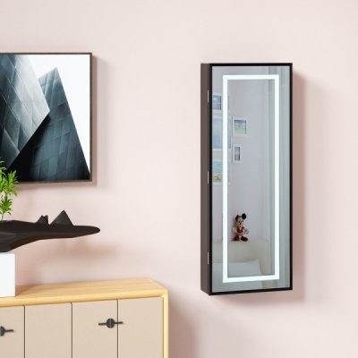 DBA LED šperkovnice se zrcadlem na zeď černá – Zboží Mobilmania