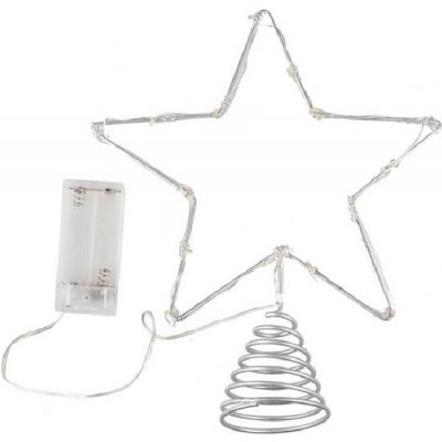 Ginger Ray Dekorace vánoční Hvězda na stromeček stříbrná se světýlky 25 x 20 cm