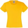 Dětské tričko Fruit of the Loom Valueweight dívčí základní bavlněné tričko žlutá slunečnicová