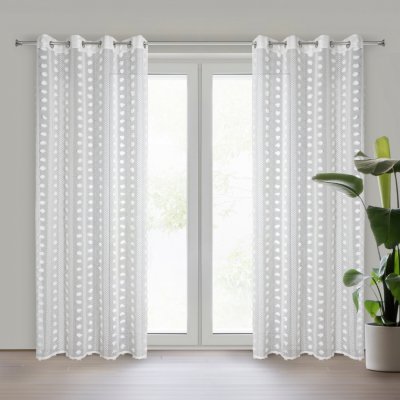 EUROFIRANY ZÁVĚS NA KROUŽCÍCH ELENOR 140X250 CM BÍLÁ – Sleviste.cz