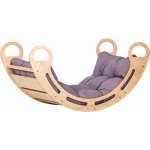 Montessori iMex Toys dřevěná houpačka přírodní 85cm + šedý polštář – Sleviste.cz
