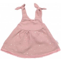 Kojenecké šatičky a sukně Baby Nellys Letní lehoučké mušelínové šaty Summer Stars pudrové