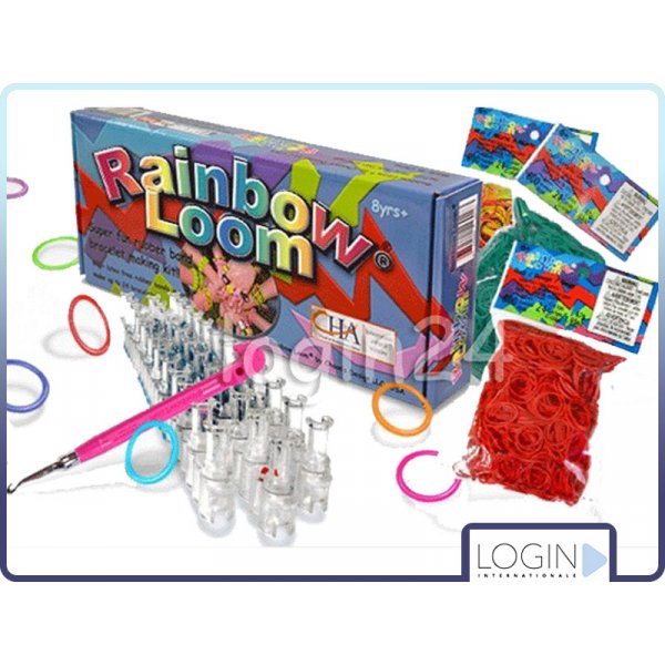 Loom bands Rainbow loom gumičky 600ks s tkalcovským stavem a háčkem