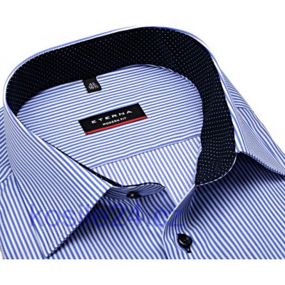 Eterna Modern Fit Twill košile s modrým proužkem s vnitřním límcem a manžetou – Zboží Dáma