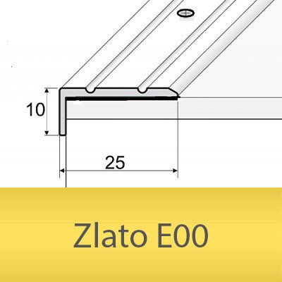 PROFIL Team Schodová hrana zlatá E00 25 x 10 mm x 0,8 m