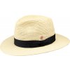 Klobouk Luxusní panamský klobouk Fedora Bogart s černou stuhou ručně pletený UV faktor 80 Ekvádorská crochet panama Mayser Ricardo