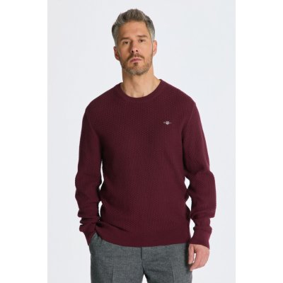 Gant Cotton Texture C-neck červená – Zboží Mobilmania