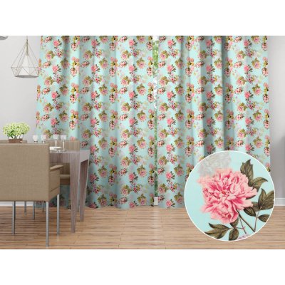 Biante Sametový závěs Tamara TMR-038 Růžová zahrada na světle modrém 135x210 cm – Hledejceny.cz