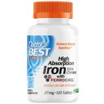 Doctor’s Best High Absorption Iron Ferrochel bisglycinát zinečnatý 27 mg 120 tablet – Hledejceny.cz
