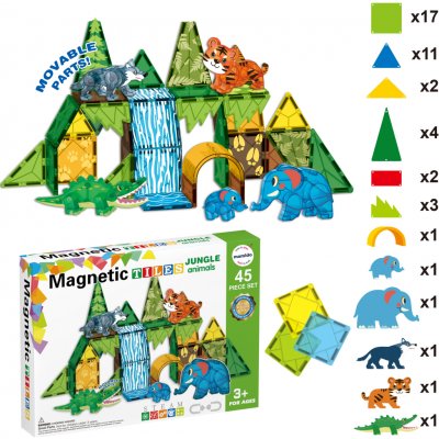 Mamido Magnetická stavebnice džungle zvířatka 45 dílů MT1442 – Hledejceny.cz