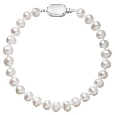 Evolution Group perlový náramek z říčních perel se zapínáním z bílého 14 karátového zlata 823001.1/9269B bílý