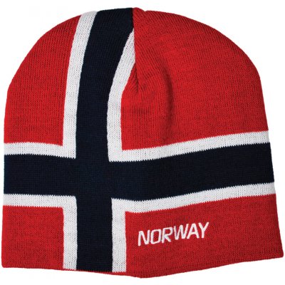 Pletená NORWAY s norskou vlajkou červená – Zboží Mobilmania