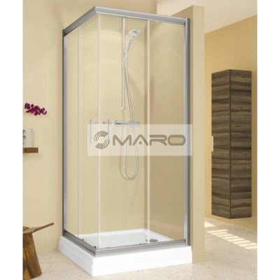 Maro Marty Kout sprchový čtvercový s posuvnými dveřmi 100 x 100 x 195 cm, profil: stříbrný, výplň: čiré sklo 6 mm GR56200