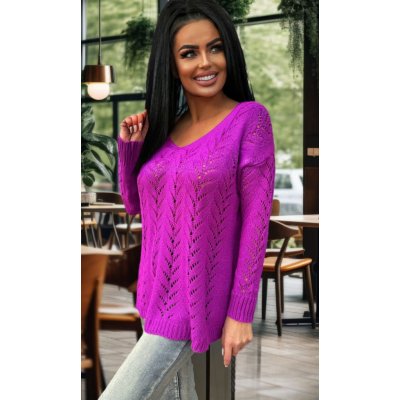 Fashionweek Ažurový svetr oversize NB4021 Fialový – Hledejceny.cz