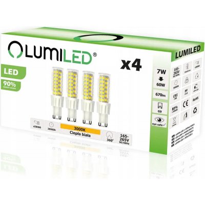 Lumiled 4x LED žárovka G9 CAPSULE 7W = 60W 670lm 3000K Teplá bílá 360°