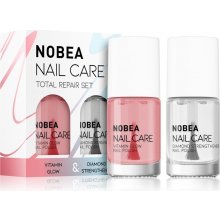 NOBEA Nail care Diamond Strenghtener zpevňující lak na nehty 6 ml + Top coat vrchní ochranný lak na nehty s leskem 6 ml