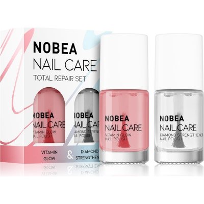 NOBEA Nail care Diamond Strenghtener zpevňující lak na nehty 6 ml + Top coat vrchní ochranný lak na nehty s leskem 6 ml – Zbozi.Blesk.cz