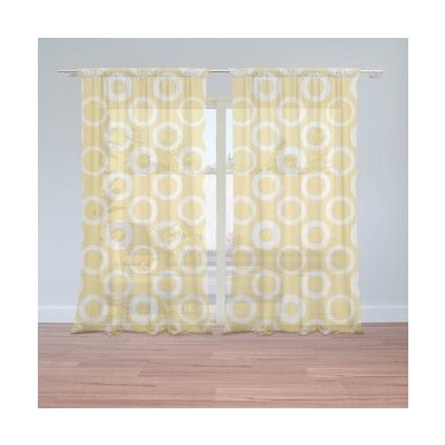 Sablio Záclony Bílé kruhy na žluté: 2ks 150x250cm – Hledejceny.cz