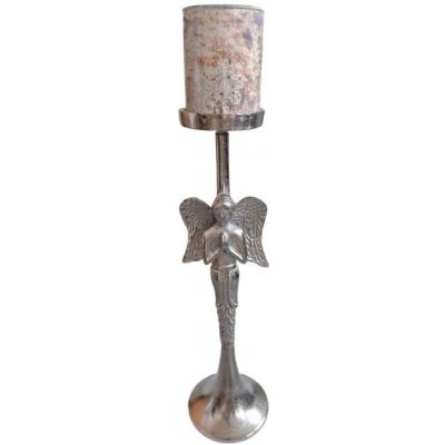 Kovový stříbrný anděl se svícnem Aniel 15*15*68cm Colmore by Diga – Hledejceny.cz