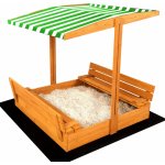 Sand Tropic Dřevěné pískoviště s lavičkami a stříškou 120x120cm zeleno-bílé – Hledejceny.cz