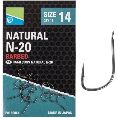 Preston Innovations Natural N-20 Hooks vel.14 15ks