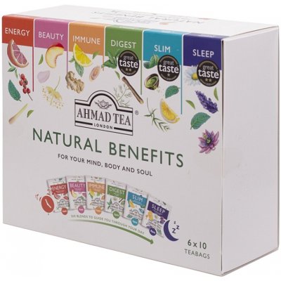 Ahmad Tea NATURAL BENEFITS SELECTION výběr čajů 6 druhů x 10 alu sáčků – Hledejceny.cz