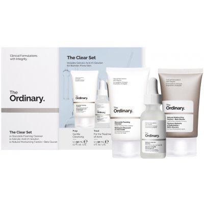 The Ordinary The Clear Set Glucoside Foaming Cleanser čisticí gel 50 ml + Salicylic Acid 2% Solution pleťové sérum 30 ml + Natural Moisturizing Factors + Beta Glucan hydratační gel krém 30 ml – Zboží Dáma