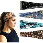 Scicent Čelenka pro ženy 3 kusy Široké elastické Měkké Boho Čelenky Leopardí Potisk Vlasové Doplňky – Zboží Dáma