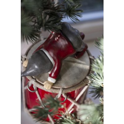 IB Laursen Vánoční figurka Santa's Helper Boy Yoga A červená barva šedá barva pryskyřice