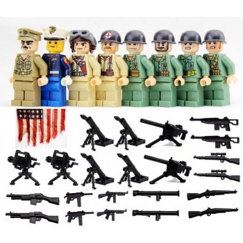 Figurky / Minifigurky WW2 vojáci 2. světová válka americká námořní pěchota  LEGO kompatibilní sada 8ks + 8x těžké zbraně + 40 zbraní od 289 Kč -  Heureka.cz