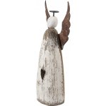 Dekorace dřevěná figurka anděl se srdíčkem Angel Rustic M 9*14*18 cm Clayre & Eef – Hledejceny.cz
