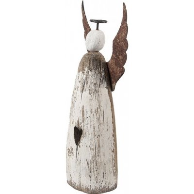 Dekorace dřevěná figurka anděl se srdíčkem Angel Rustic M 9*14*18 cm Clayre & Eef – Hledejceny.cz