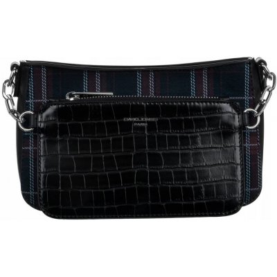 David Jones KÁROVANÁ crossbody kabelka ČERNÁ CM6259 BLACK – Zboží Mobilmania