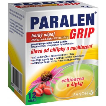 Paralen Grip Horký nápoj echinacea a šípky 500 mg/10 mg por.gra.sol.scc.12