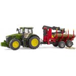 Bruder 3154 traktor John Deere 7R 350 se zadním přívěsem a 4 kládami – Zboží Mobilmania