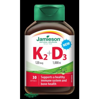 Jamieson Vitamíny K2 120mcg a D3 1000 IU 30 kapslí od 299 Kč - Heureka.cz