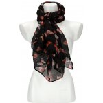 Šátek dámský letní barevný s motýlky černá – Zboží Dáma