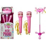 Lean Toys Mikrofonní sada Karaoke růžový telefon