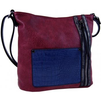 Dámská crossbody kabelka s čelní kroko kapsičkou F-014 vínová