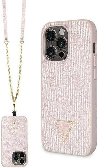 Guess hard iPhone 15 PRO MAX Crossbody 4G Diamond Triangle růžové